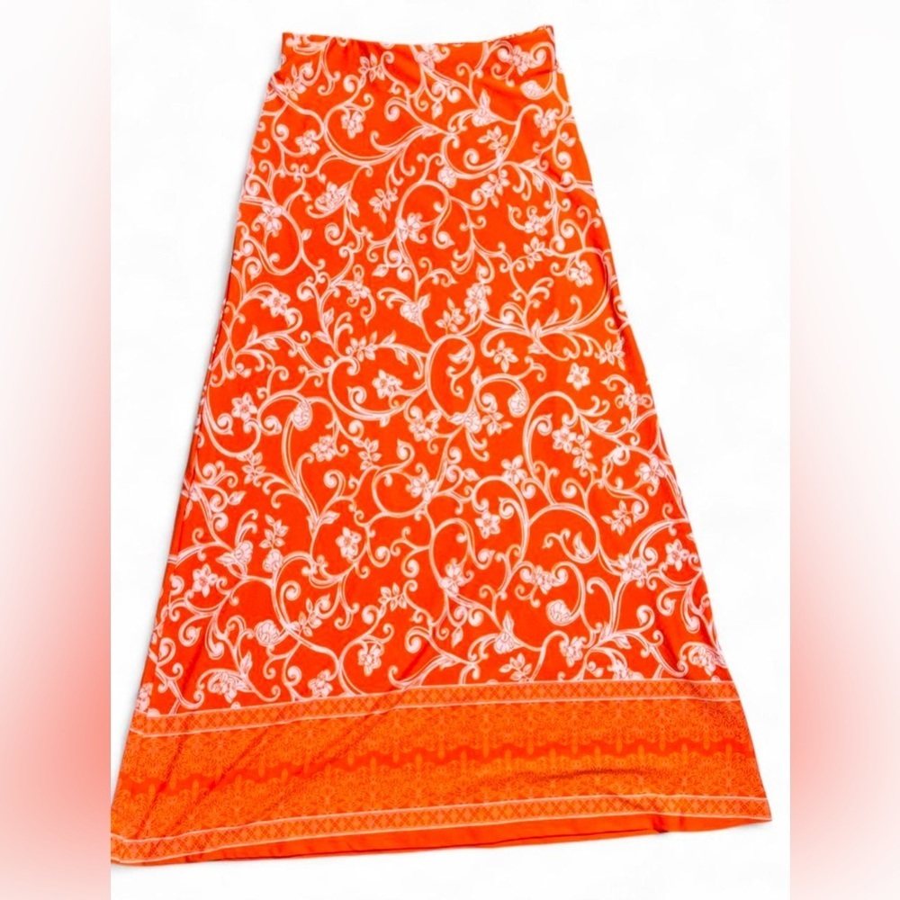 Vince Camuto Orange Floral Maxi Skirt